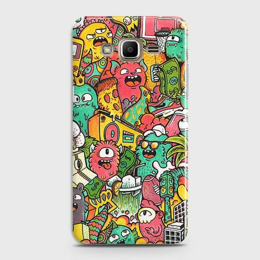 Samsung Galaxy J320 / J3 2016 Cover - Matte Finish - Candy Colors Trendy Sticker Collage Printed Hard Case With Life Time Guarantee