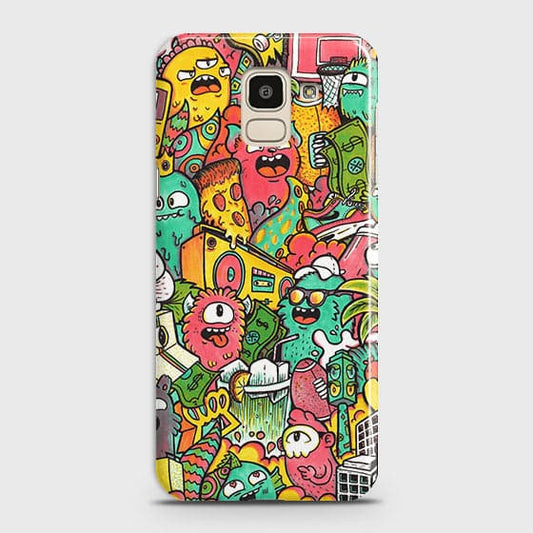 Samsung J6 2018 Cover - Matte Finish - Candy Colors Trendy Sticker Collage Printed Hard Case With Life Time Guarantee