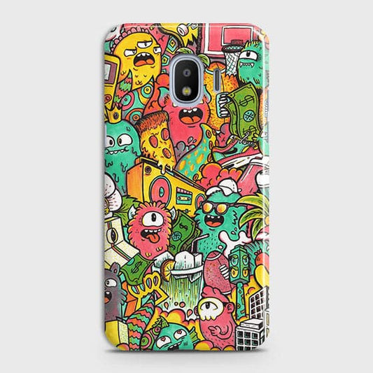 Samsung Galaxy J4 Cover - Matte Finish - Candy Colors Trendy Sticker Collage Printed Hard Case With Life Time Guarantee