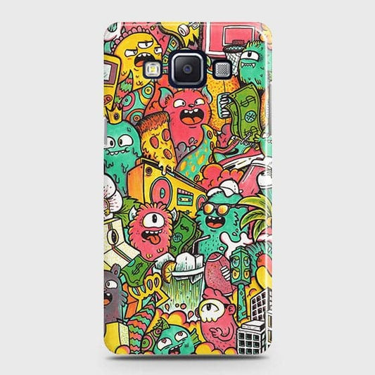 Samsung Galaxy E5 Cover - Matte Finish - Candy Colors Trendy Sticker Collage Printed Hard Case With Life Time Guarantee