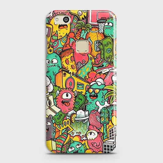 Huawei P10 Lite Cover - Matte Finish - Candy Colors Trendy Sticker Collage Printed Hard Case With Life Time Guarantee