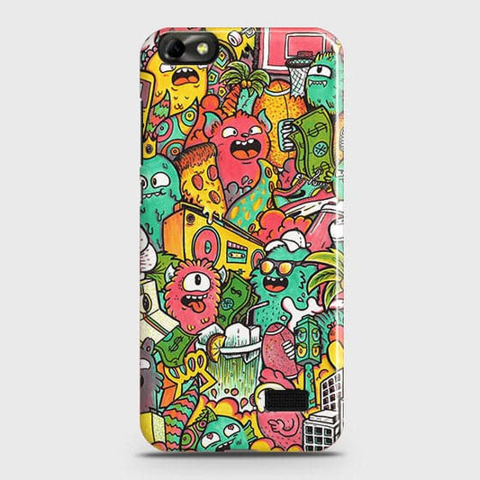 Huawei Honor 4C Cover - Matte Finish - Candy Colors Trendy Sticker Collage Printed Hard Case With Life Time Guarantee