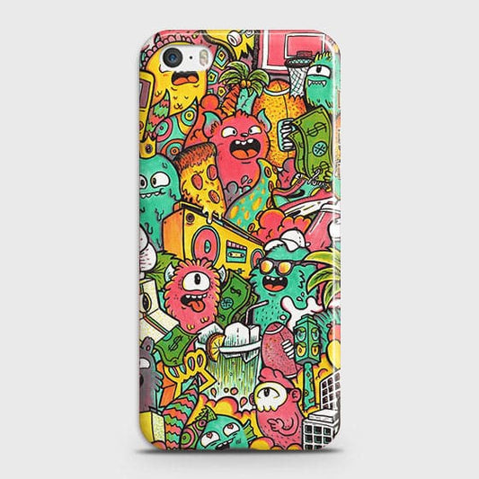 iPhone 5C Cover - Matte Finish - Candy Colors Trendy Sticker Collage Printed Hard Case With Life Time Guarantee