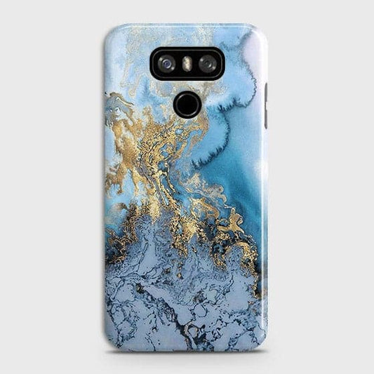 LG G6 - Trendy Golden & Blue Ocean Marble Printed Hard Case with Life Time Colors Guarantee