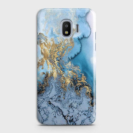 Samsung Galaxy J2 Pro 2018 - Trendy Golden & Blue Ocean Marble Printed Hard Case with Life Time Colors Guarantee - OrderNation