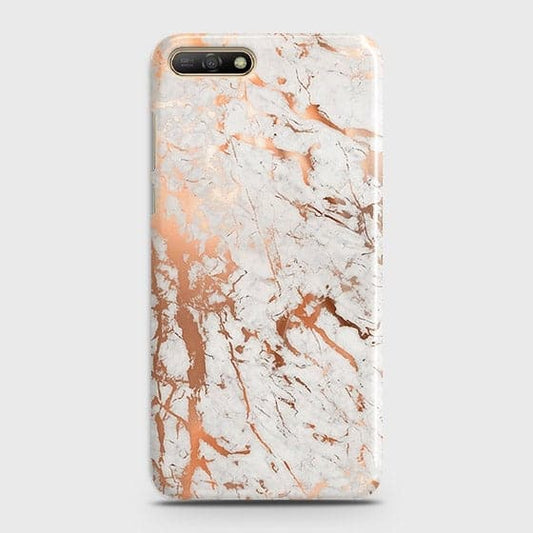 Huawei Y6 2018 Cover - In Chic Rose Gold Chrome Style Printed Hard Case with Life Time Colors Guarantee