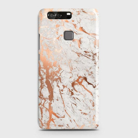 Huawei P9 Cover - In Chic Rose Gold Chrome Style Printed Hard Case with Life Time Colors Guarantee