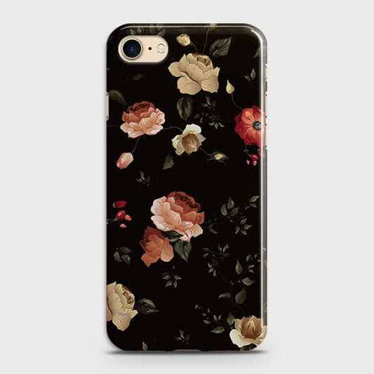 iPhone 7 & iPhone 8 Cover - Matte Finish - Dark Rose Vintage Flowers Printed Hard Case with Life Time Colors Guarantee