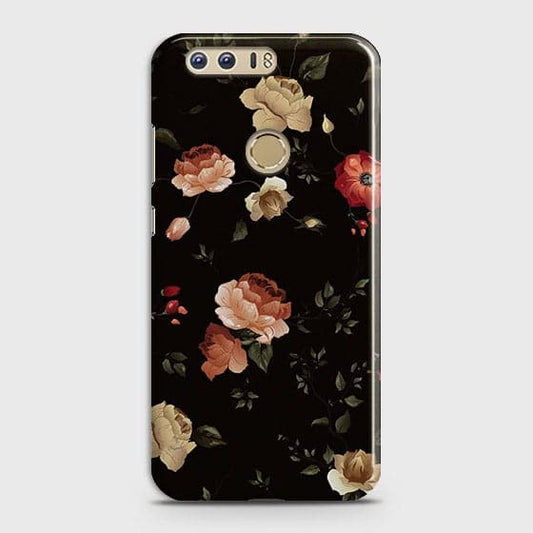 Huawei Honor 8 Cover - Matte Finish - Dark Rose Vintage Flowers Printed Hard Case with Life Time Colors Guarantee b65