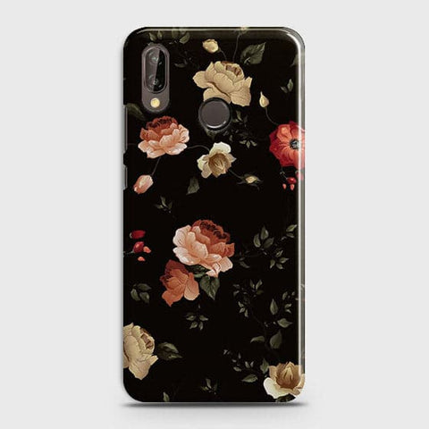 Huawei P20 Lite Cover - Matte Finish - Dark Rose Vintage Flowers Printed Hard Case with Life Time Colors Guarantee