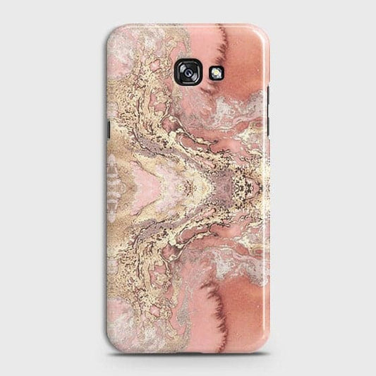 Samsung A7 2017 Cover - Trendy Chic Rose Gold Marble Printed Hard Case with Life Time Colors Guarantee