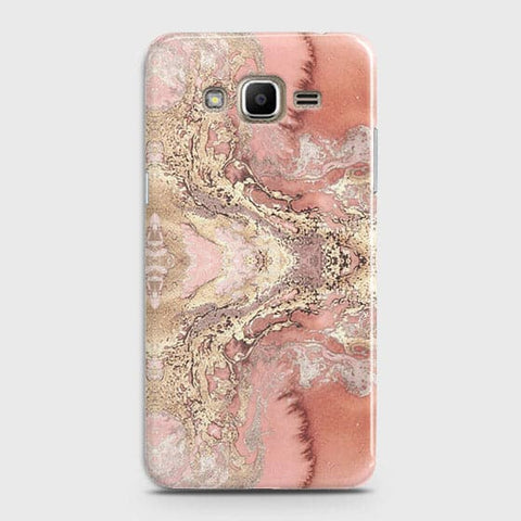 Samsung Galaxy J320 / J3 2016 Cover - Trendy Chic Rose Gold Marble Printed Hard Case with Life Time Colors Guarantee