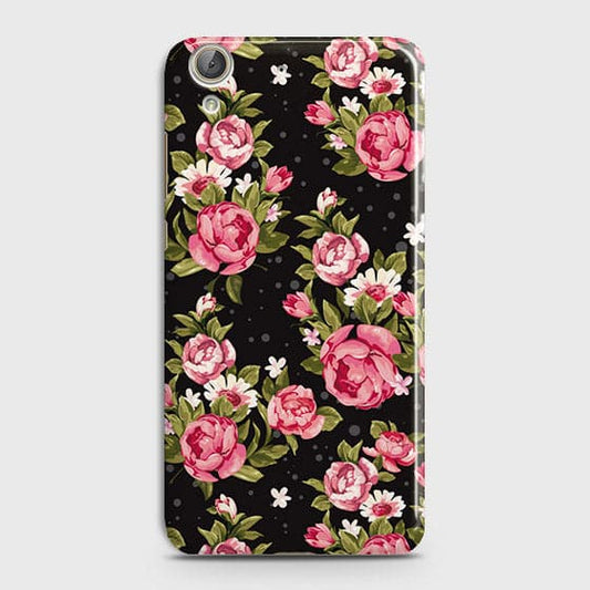 Huawei Y6 II Cover - Trendy Pink Rose Vintage Flowers Printed Hard Case with Life Time Colors Guarantee
