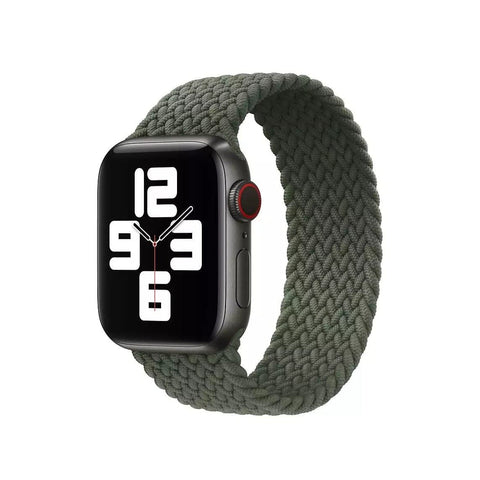 Apple Watch Series 4 / 5 / 6 (42mm To 44mm) - Medium 16 cm - Olive Green - Elastic Braided Solo Loop Smart Watch Strap