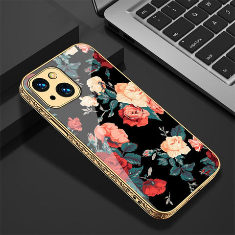 iPhone 13 Cover - Floral Series 2 - HQ Ultra Shine Premium Infinity Glass Soft Silicon Borders Case