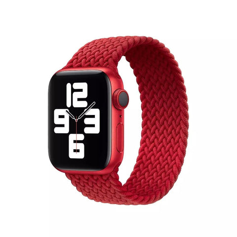 Apple Watch Series 4 / 5 / 6 (42mm To 44mm) - Large 17cm - Red - Elastic Braided Solo Loop Smart Watch Strap