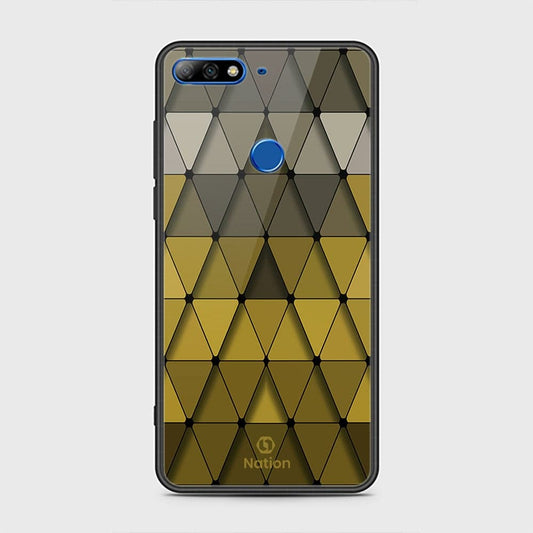 Huawei Honor 7C Cover - ONation Pyramid Series - HQ Ultra Shine Premium Infinity Glass Soft Silicon Borders Case