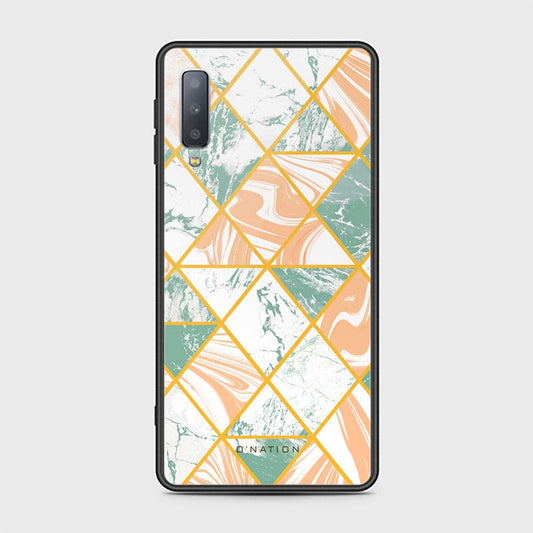 Samsung Galaxy A7 2018 Cover - O'Nation Shades of Marble Series - HQ Ultra Shine Premium Infinity Glass Soft Silicon Borders Case