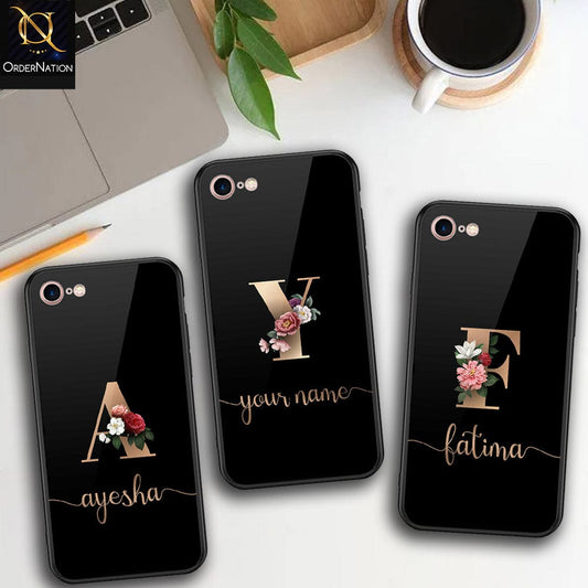 iPhone 8 / 7 Cover -Personalized Alphabet Series - HQ Ultra Shine Premium Infinity Glass Soft Silicon Borders Case