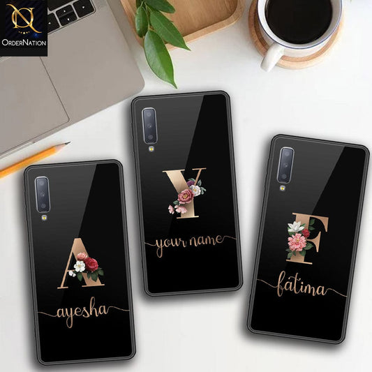 Samsung Galaxy A7 2018 Cover - Personalized Alphabet Series Series - HQ Ultra Shine Premium Infinity Glass Soft Silicon Borders Case