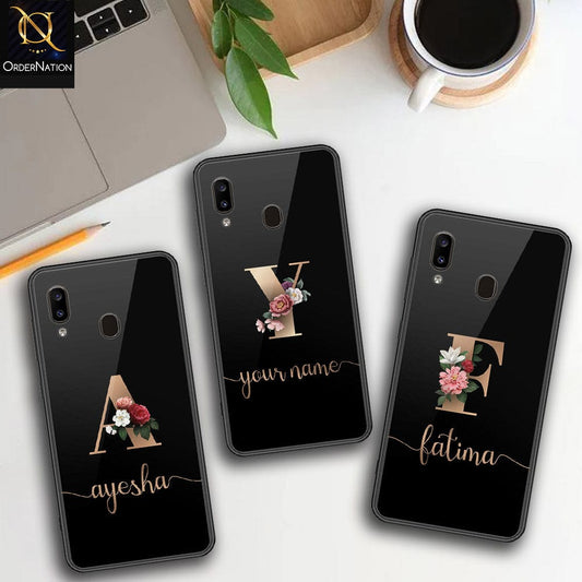 Samsung Galaxy A20 Cover - Personalized Alphabet Series - HQ Ultra Shine Premium Infinity Glass Soft Silicon Borders Case