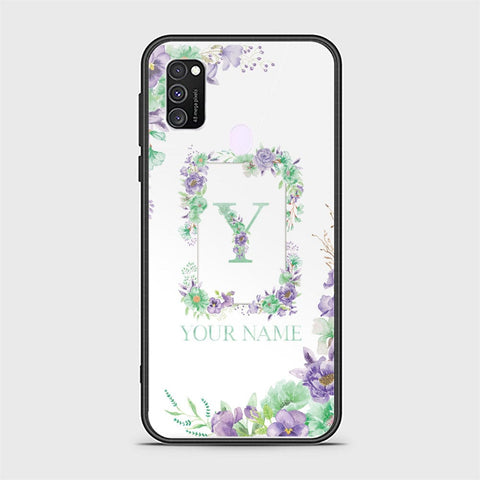 Samsung Galaxy M21 Cover - Personalized Alphabet Series Series - HQ Ultra Shine Premium Infinity Glass Soft Silicon Borders Case