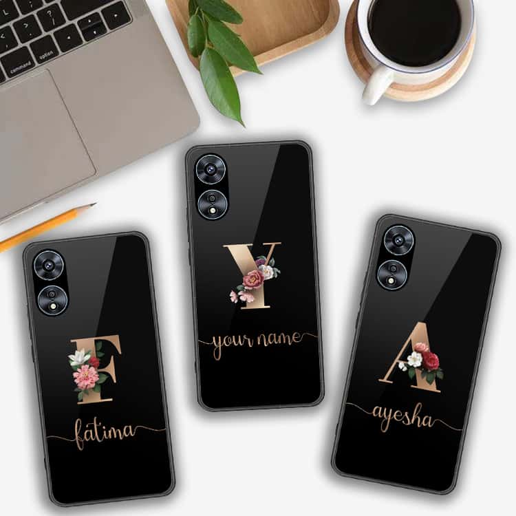 Oppo A58 4G Cover- Personalized Alphabet Series - HQ Ultra Shine Premium Infinity Glass Soft Silicon Borders Case