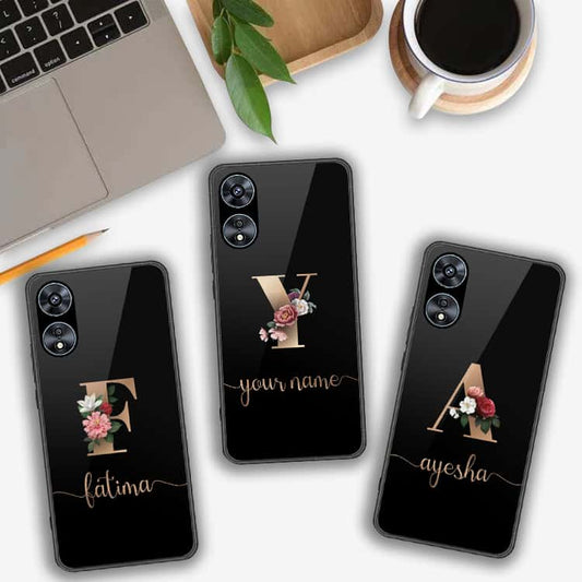 Oppo A58 4G Cover- Personalized Alphabet Series - HQ Ultra Shine Premium Infinity Glass Soft Silicon Borders Case