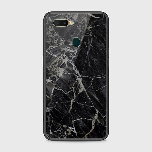 Oppo A7 Cover - Black Marble Series - HQ Ultra Shine Premium Infinity Glass Soft Silicon Borders Case