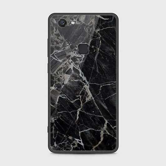 Vivo V7 Plus Cover - Black Marble Series - HQ Ultra Shine Premium Infinity Glass Soft Silicon Borders Case