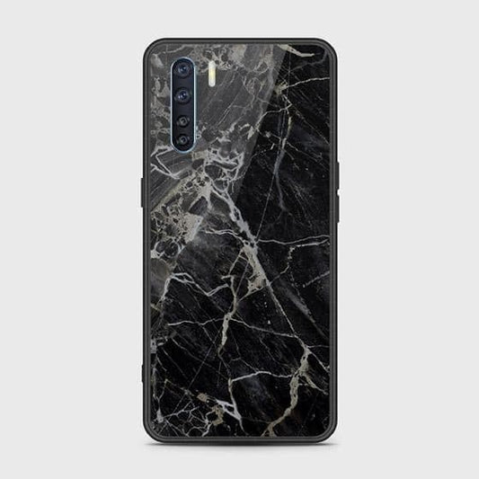 Oppo F15 Cover - Black Marble Series - HQ Ultra Shine Premium Infinity Glass Soft Silicon Borders Case