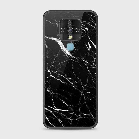 Tecno Camon 16 Cover - Black Marble Series - HQ Ultra Shine Premium Infinity Glass Soft Silicon Borders Case