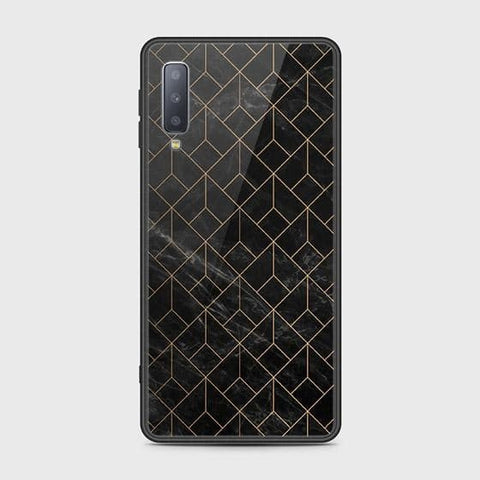 Samsung Galaxy A7 2018 Cover - Black Marble Series - HQ Ultra Shine Premium Infinity Glass Soft Silicon Borders Case