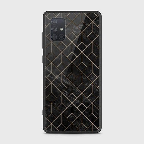 Samsung Galaxy A71 Cover - Black Marble Series - HQ Ultra Shine Premium Infinity Glass Soft Silicon Borders Case