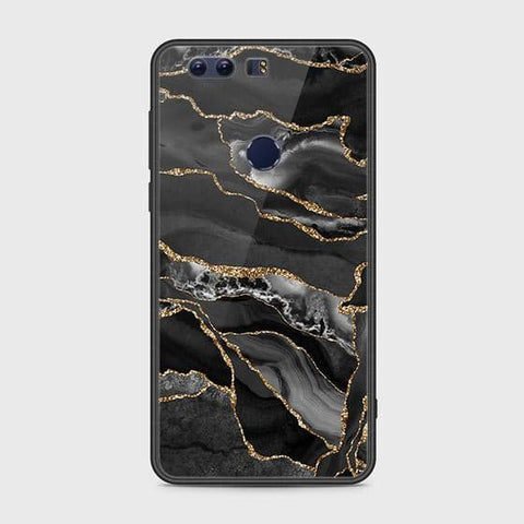 Huawei Honor 8 Cover - Black Marble Series - HQ Ultra Shine Premium Infinity Glass Soft Silicon Borders Case