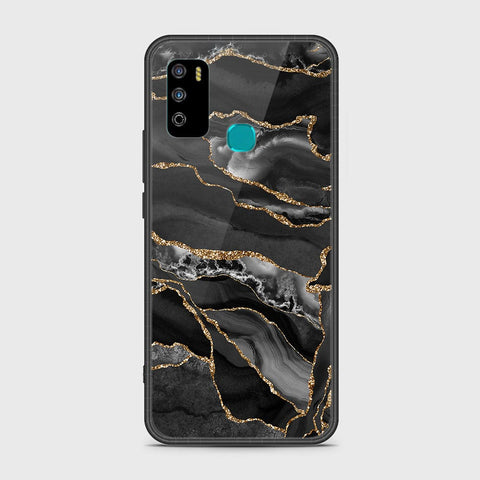Infinix Hot 9 Play Cover- Black Marble Series - HQ Ultra Shine Premium Infinity Glass Soft Silicon Borders Case