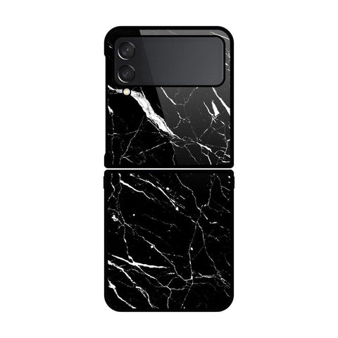 Samsung Galaxy Z Flip 4 5G Cover- Black Marble Series - HQ Premium Shine Durable Shatterproof Case - Soft Silicon Borders