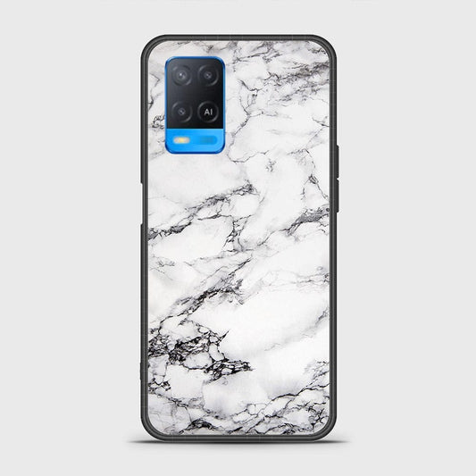 Oppo A54 4G Cover- White Marble Series - HQ Ultra Shine Premium Infinity Glass Soft Silicon Borders Case