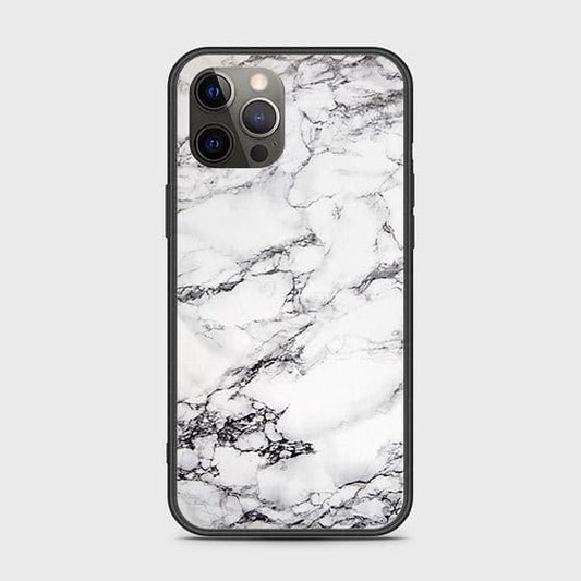 iPhone 12 Pro Cover - White Marble Series - HQ Ultra Shine Premium Infinity Glass Soft Silicon Borders Case