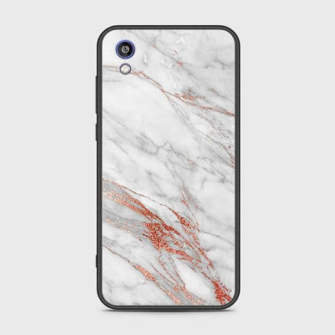 Huawei Y5 2019 Cover - White Marble Series - HQ Ultra Shine Premium Infinity Glass Soft Silicon Borders Case
