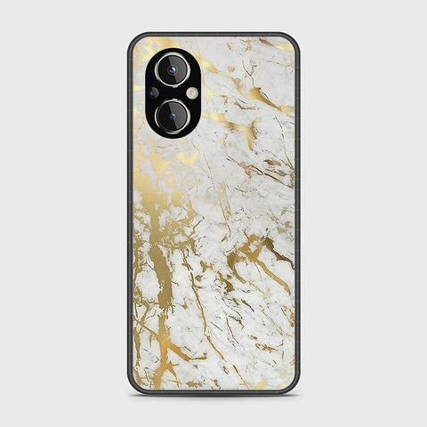 Oppo A96 5G Cover- White Marble Series - HQ Ultra Shine Premium Infinity Glass Soft Silicon Borders Case