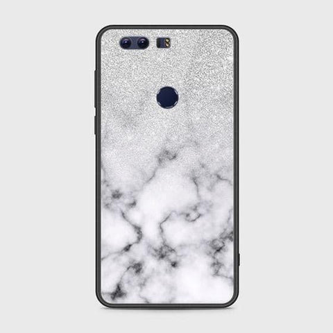 Huawei Honor 8 Cover - White Marble Series - HQ Ultra Shine Premium Infinity Glass Soft Silicon Borders Case