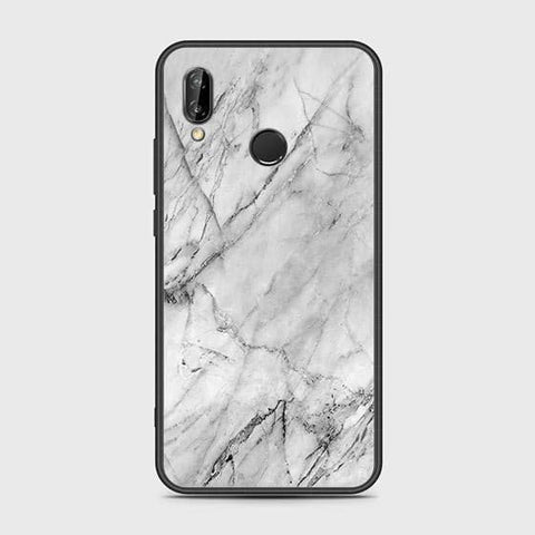 Huawei P20 Lite 2019 Cover - White Marble Series - HQ Ultra Shine Premium Infinity Glass Soft Silicon Borders Case