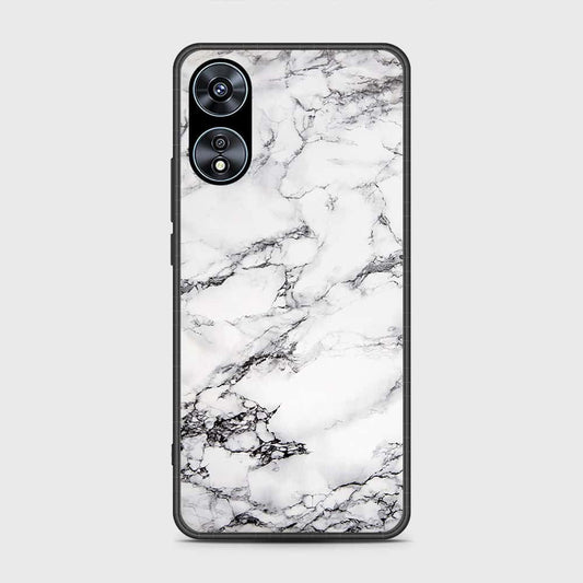 Oppo A58 4G Cover- White Marble Series - HQ Ultra Shine Premium Infinity Glass Soft Silicon Borders Case