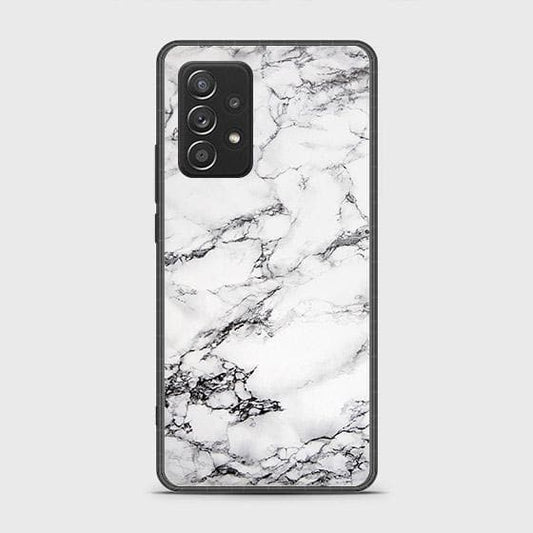 Samsung Galaxy A52s 5G Cover - White Marble Series - HQ Ultra Shine Premium Infinity Glass Soft Silicon Borders Case