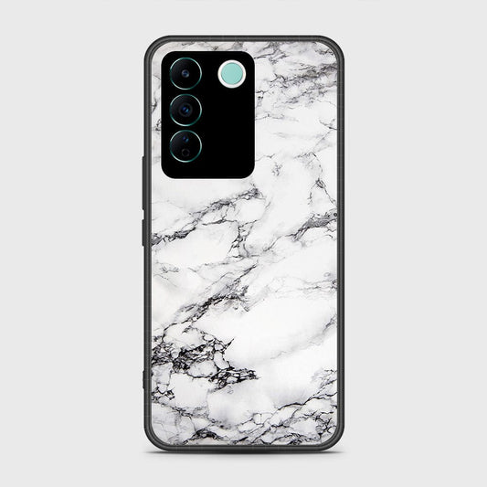 Vivo V27e Cover- White Marble Series - HQ Ultra Shine Premium Infinity Glass Soft Silicon Borders Case