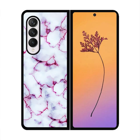 Samsung Galaxy Z Fold 4 5G Cover - White Marble Series - HQ Premium Shine Durable Shatterproof Case - Soft Silicon Borders
