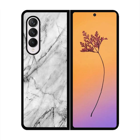 Samsung Galaxy Z Fold 4 5G Cover - White Marble Series - HQ Premium Shine Durable Shatterproof Case - Soft Silicon Borders