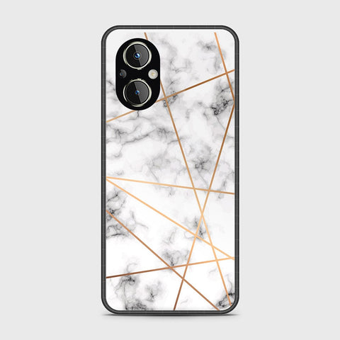 Oppo A96 5G Cover- White Marble Series 2 - HQ Ultra Shine Premium Infinity Glass Soft Silicon Borders Case