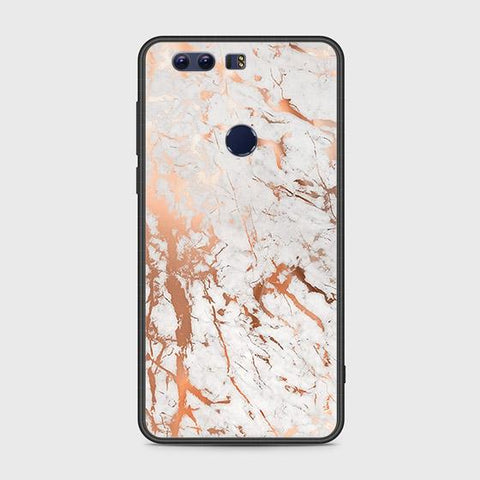 Huawei Honor 8 Cover - White Marble Series 2 - HQ Ultra Shine Premium Infinity Glass Soft Silicon Borders Case